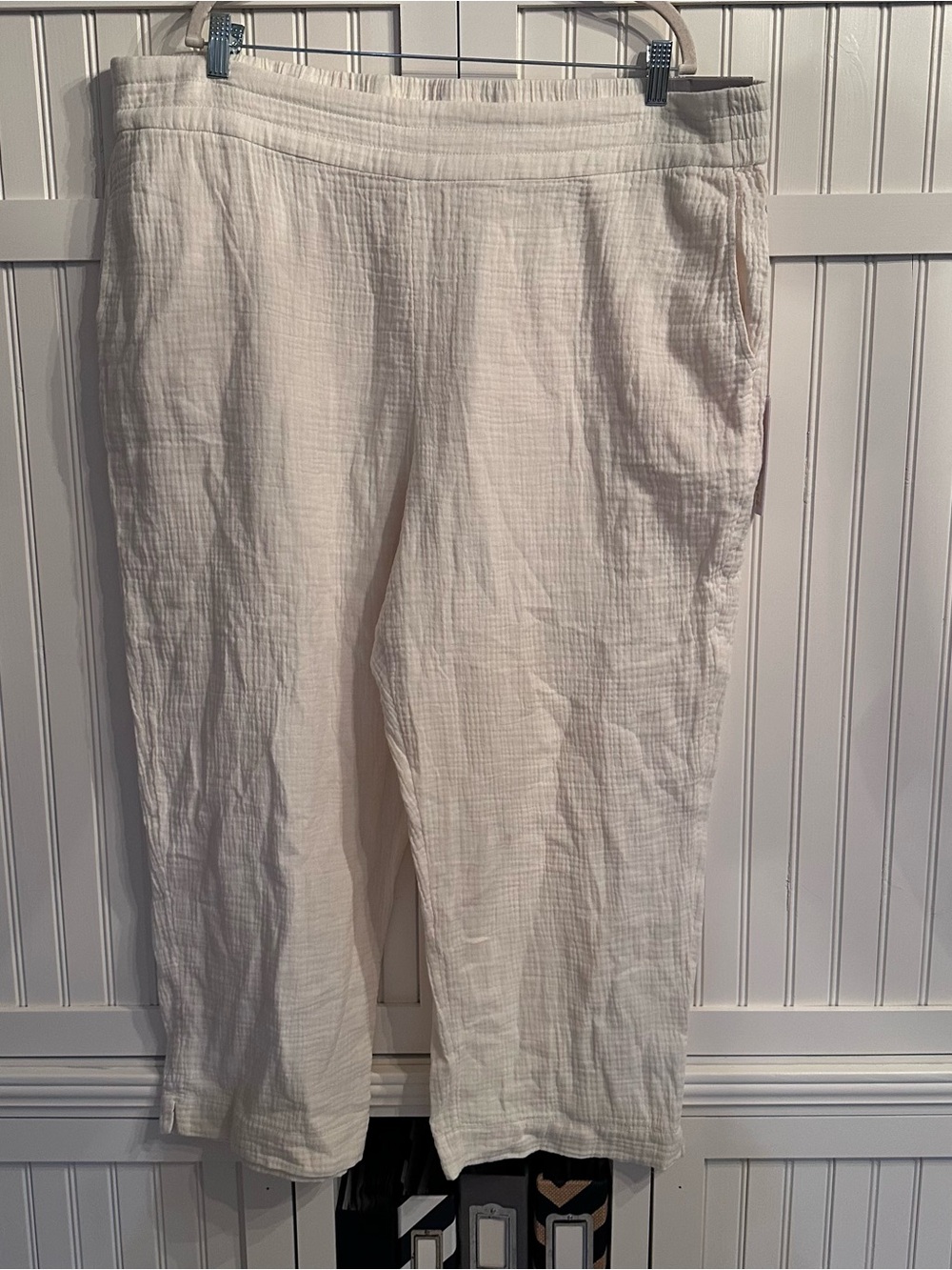 Soft Surroundings Cream Gauze Lounge Pants with Side Pockets